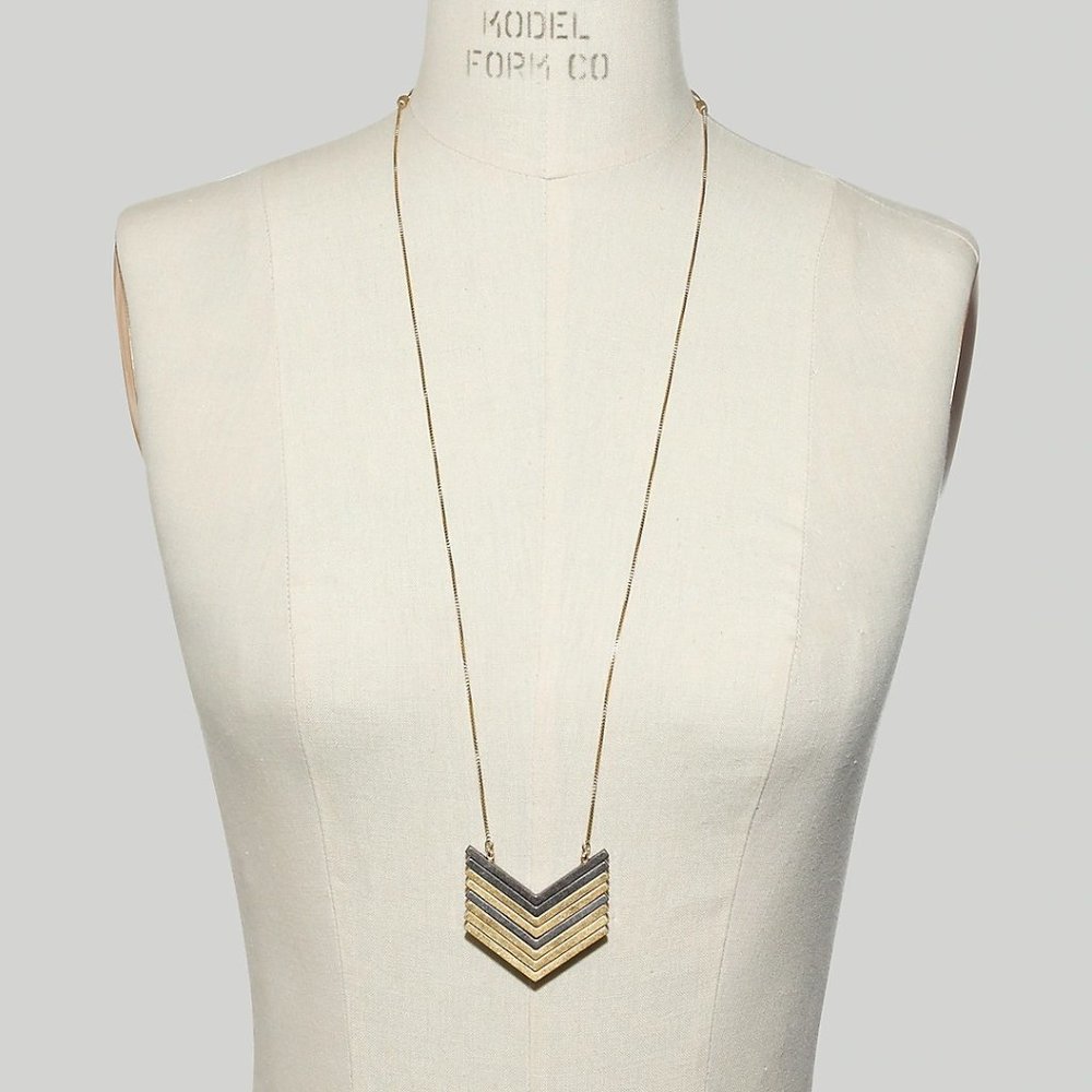 Madewell Women's Necklace - Silver and Gold Arrow/Chevron - OS